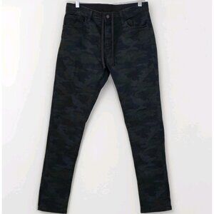 Uniqlo Ezy Jeans Men M W 30-33" Camo Skinny Tapered Low Rise Zip Stretch Grunge